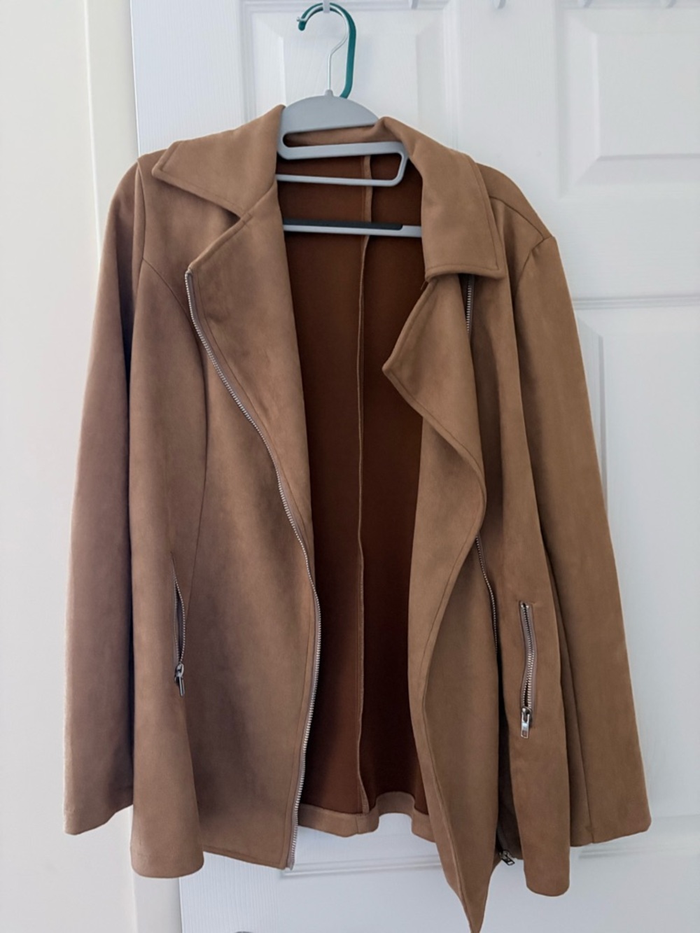 Women's Suede-Style Brown Moto Jacket